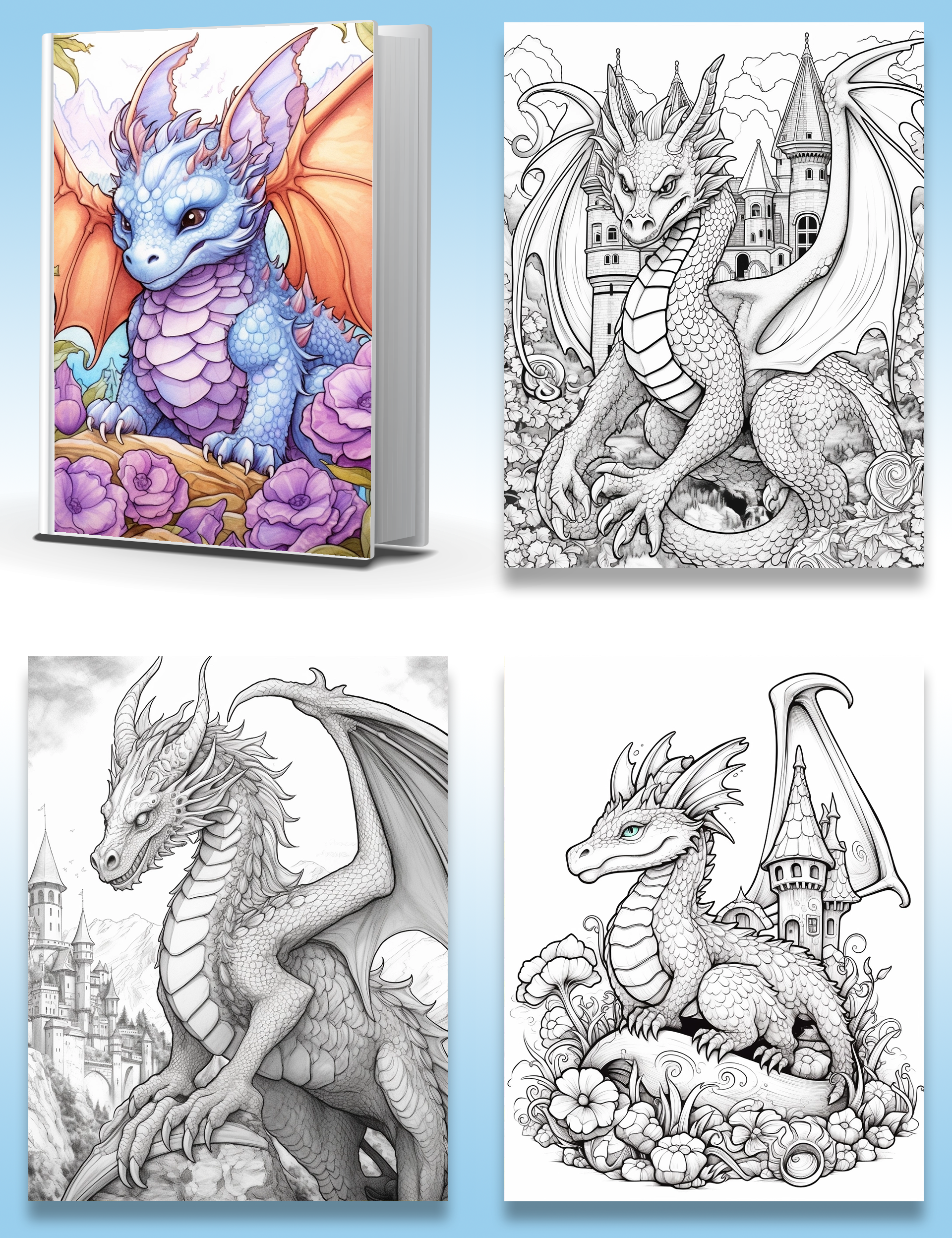 Unleash Your Imagination and Bring Majestic Dragons to Life with Vibrant Colors!