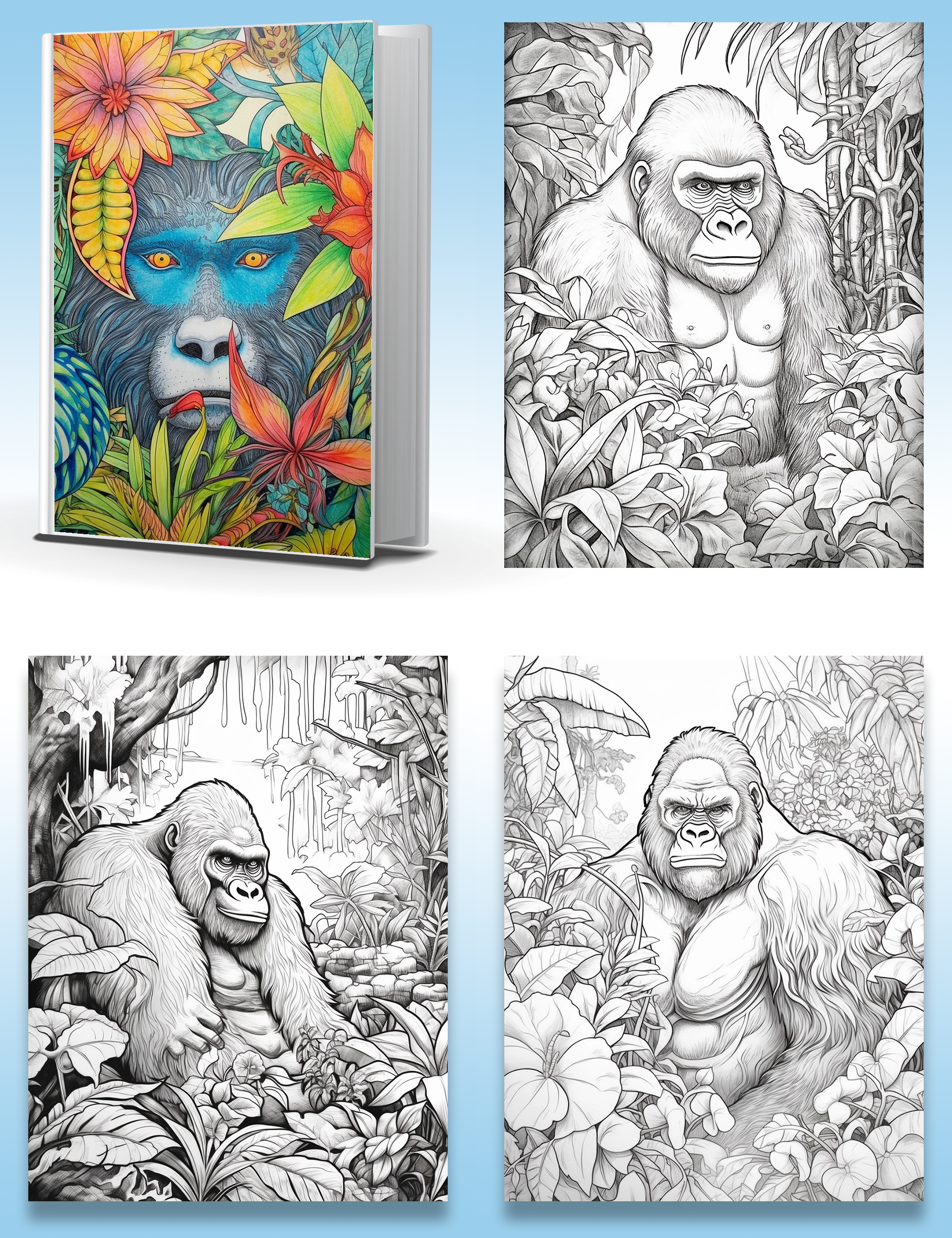Unleash Your Creativity and Color the Magnificence of the Jungle's Mightiest Primates!