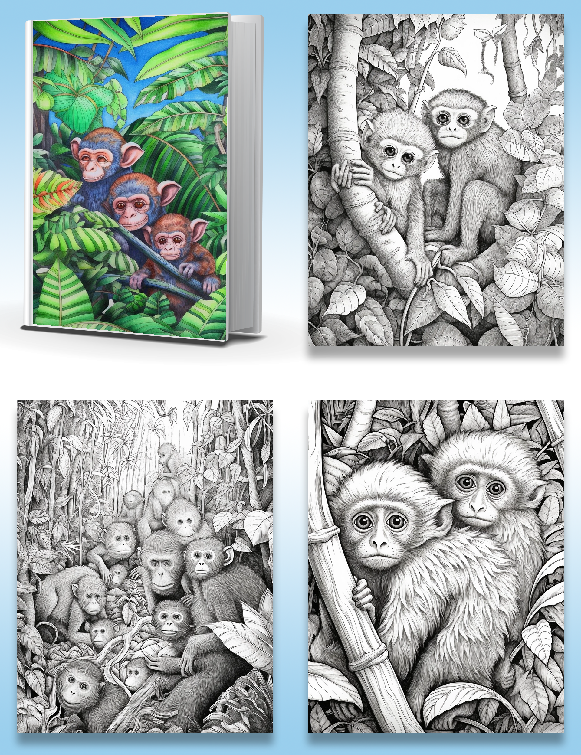 A Wild Coloring Expedition with Playful Primates